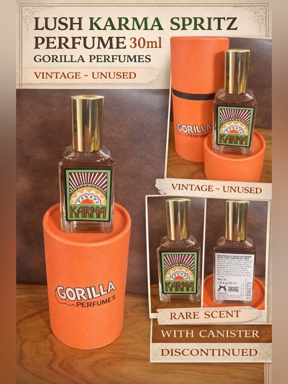 Lush Karma Spritz Perfume 30mL Gorilla  Perfumes Vintage Unused - Picture 2 of 6